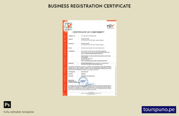 listo para imprimir plantilla de certificado de conformidad de Austria